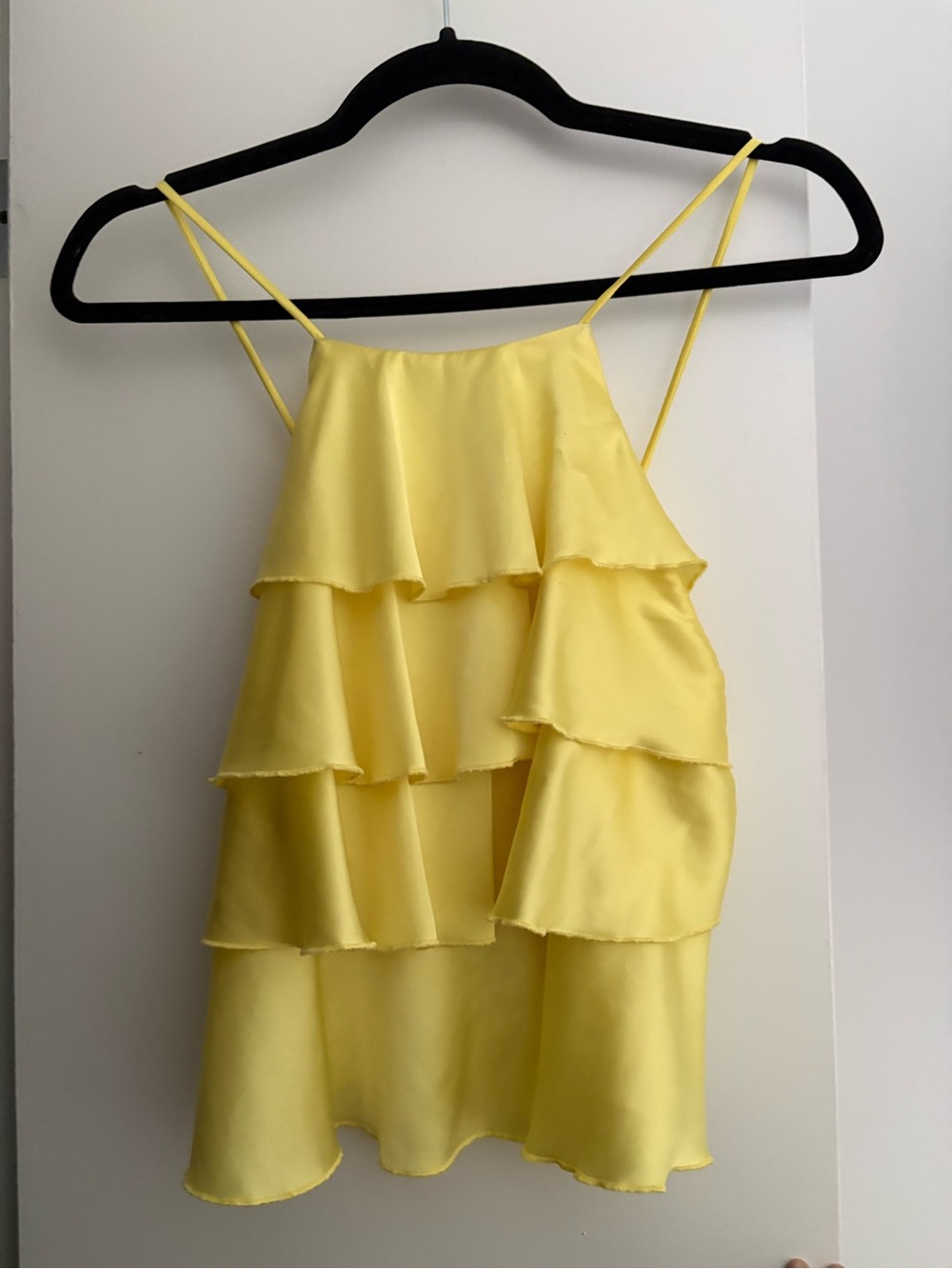 Zara Yellow Tiered Ruffle Spaghetti-Strap Camisole
